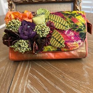 Mary Frances Floral Embellished Multicolor Clutch